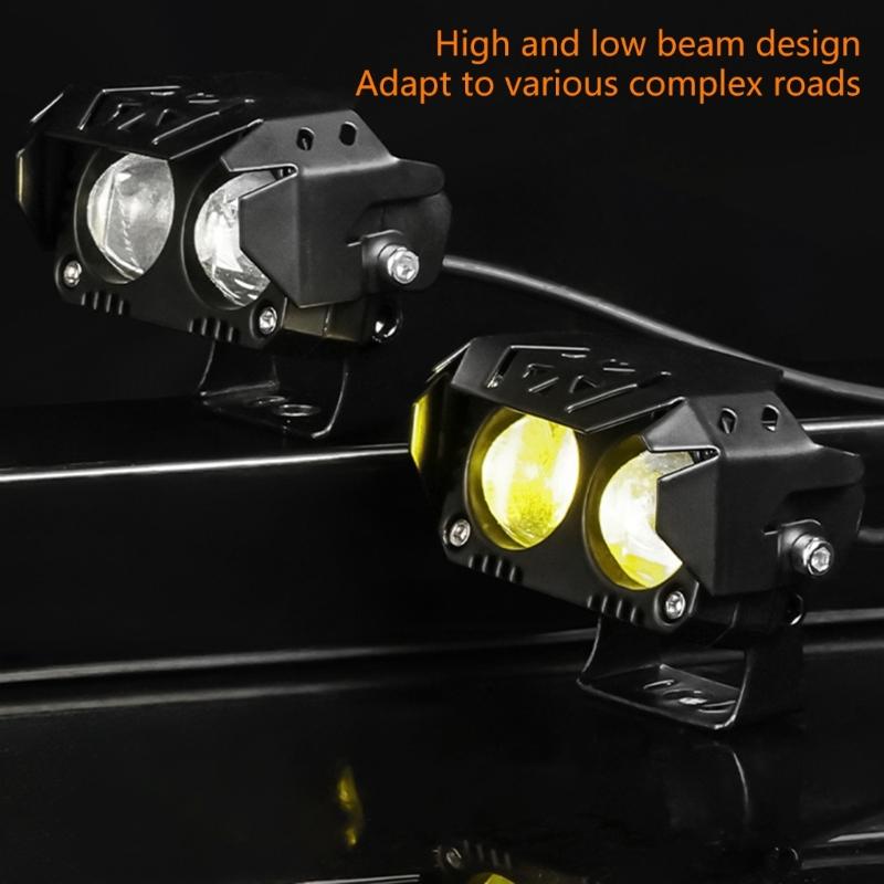Multiple Mount LED Motorcycle Light High Brightness White Yellow Beam Shockproof Housing For Nighttime Road Illumination
