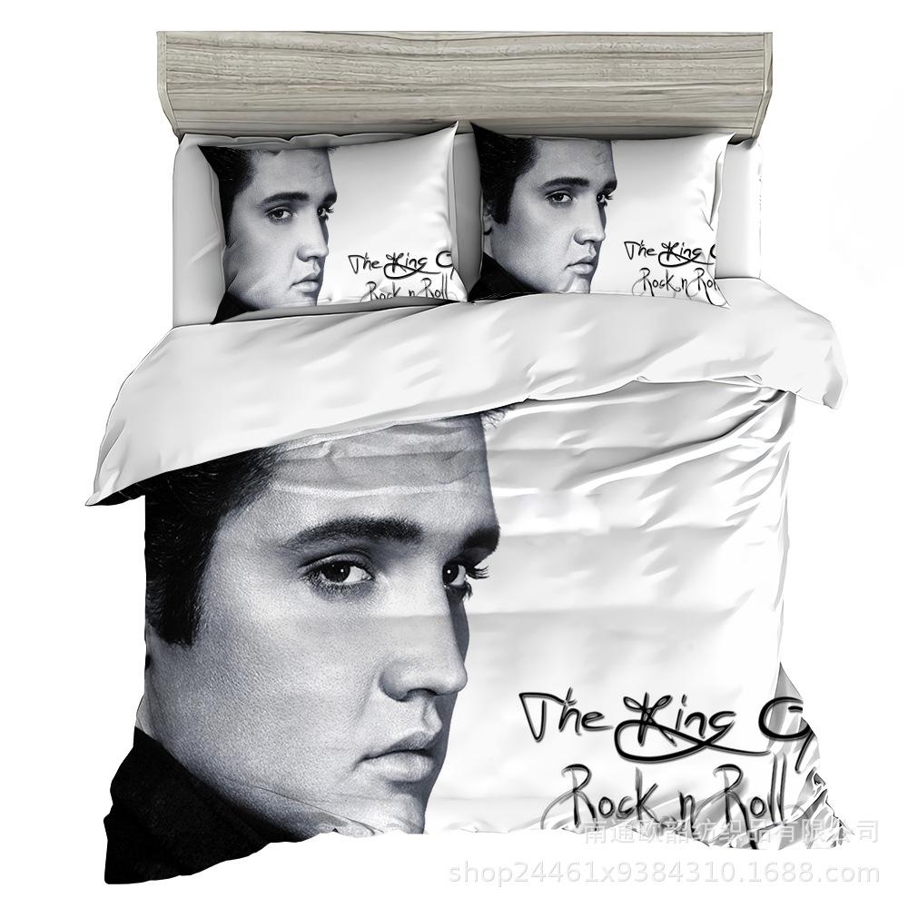 Größe 3D Digitaldruck Elvis Presley Heimtextil Quilt-Set Dreiteilig