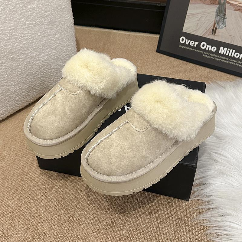 

Зимние женские модные ботинки с толстой подошвой, увеличивающие рост, с меховой подкладкой, теплые, 2025, новая коллекция, бархатные, с утолщенной подкладкой, удобные хлопковые мопы 40