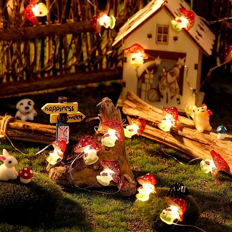 Mushroom Shaped Light String Copper Wire Flower Wreath Fairy Light Battery Powered Suitable for Home Garden Festival Decoration