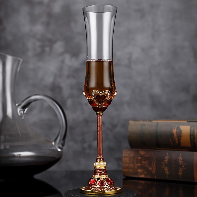 1pc Champagne Glass With Metal Stem Lead-Free Crystal Champagne Flute Premium Vintage Champagne Goblet For Bar Pub Club Restaurant And Home Use Drinkw