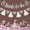 European & American Wedding Party Decor: 'Bride to Be' Tulle Skirt Glitter Banner with Diamond Ring Design