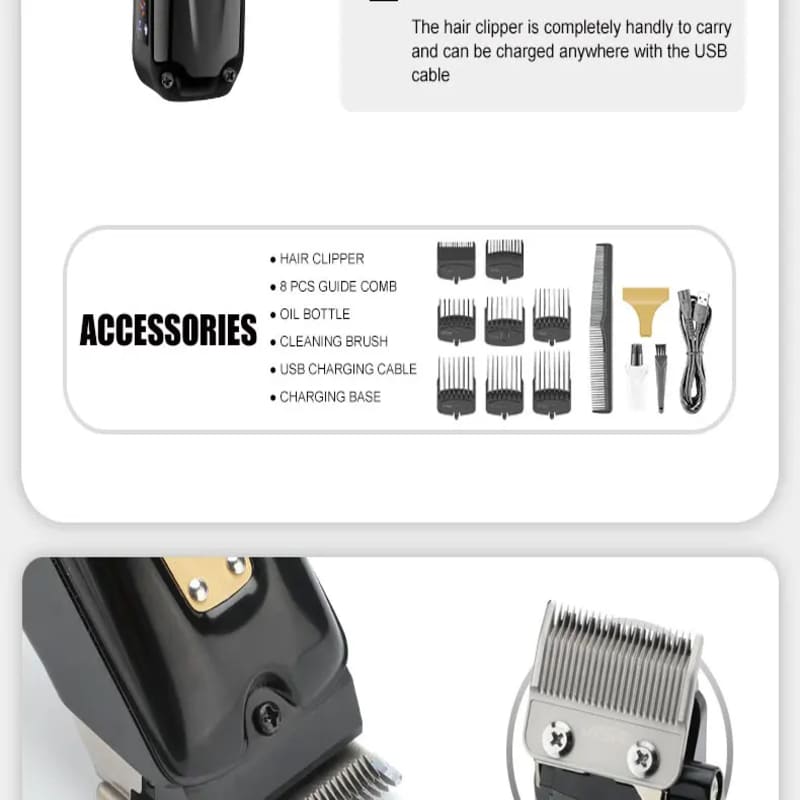Hair Clipper Base Rechargeable Hair Salon Professional Home Electric Hair Clipper Black LED Digital Display Screen Men's Hair Shaving Clippers