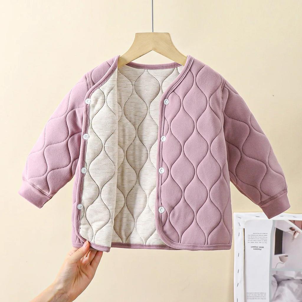 Children's Warm Autumn Winter Boys Three-layer Quilted Girls Thickened Jacket Cotton Clothes Children Clothing