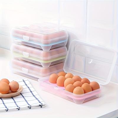 Eierkarton mit 15 Fächern für den Kühlschrank, stapelbar, Frischhaltebox aus Kunststoff mit Deckel, Aufbewahrung von Lebensmitteln im Haushalt, transparenter Eierkarton für die Küche