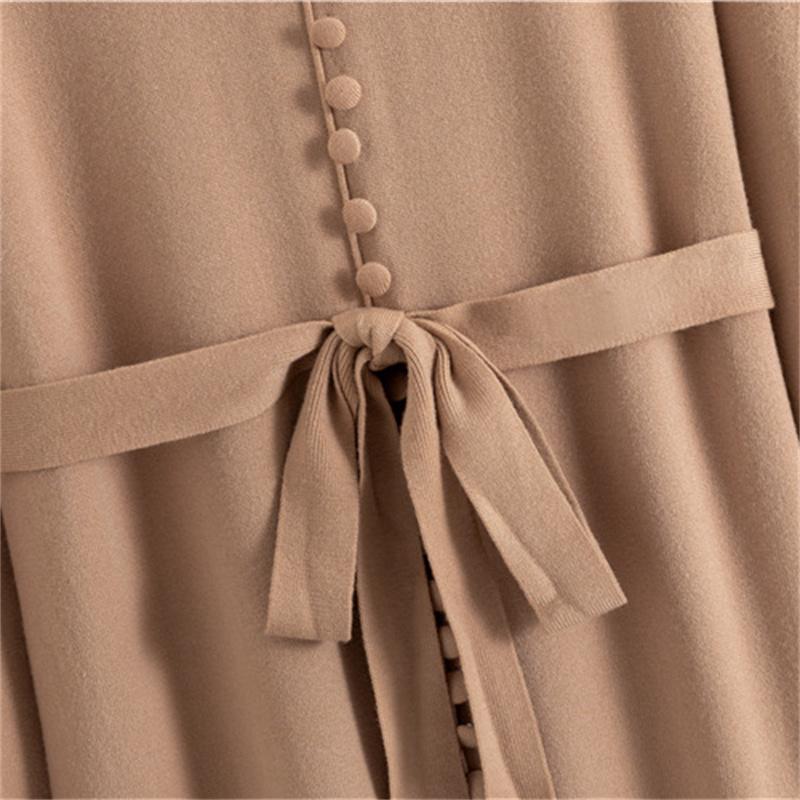 Autumn And Winter Women's V-Neck Base Knitted Long Dress  Loose Plus Size Solid Color Women's Dress