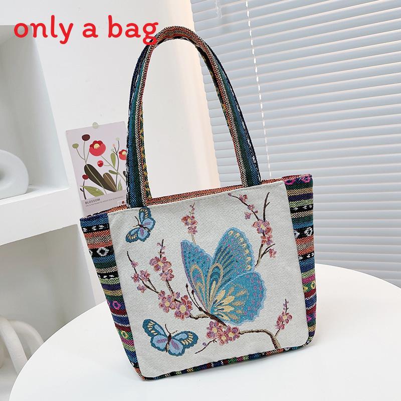 Ethnic Embroidered Handbag For Women With Canvas Material And Zipper Closure For Daily Use