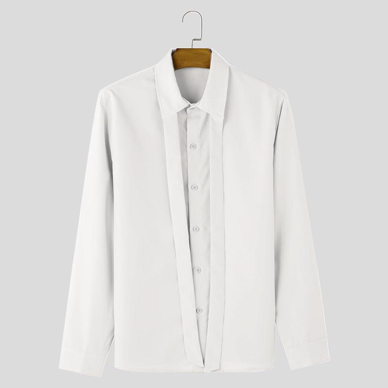 

INCERUN Мужские топы с отложным воротником и шнуровкой, с длинным рукавом, на пуговицах, повседневные рубашки S