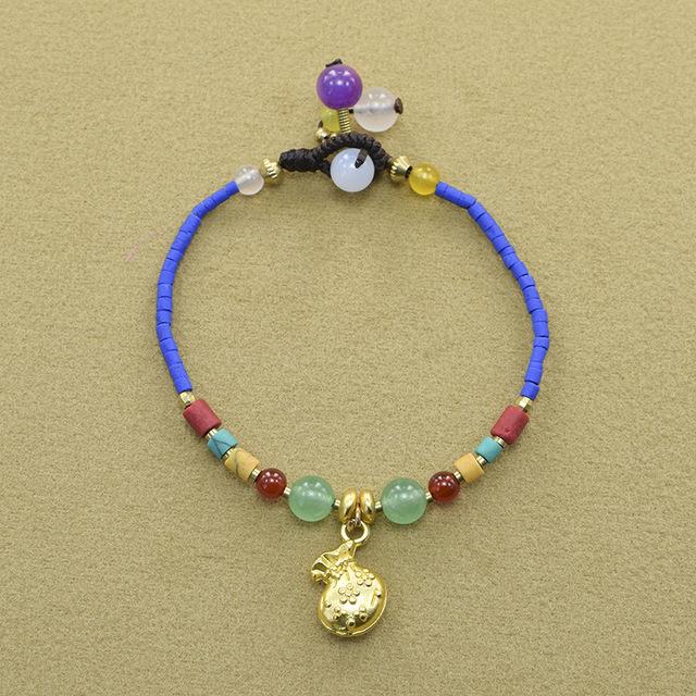 New Ethnic Style Retro Woven Fashion Women 'S Bracelet Adjustable Gemstone Beaded Antique Charm Yoga Bracelet Female Jewelry