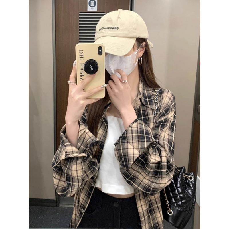 1116 New American Retro Plaid Shirt Jacket Early Autumn Women's Clothing Thin Loose Early Autumn Lazy Style Shirt