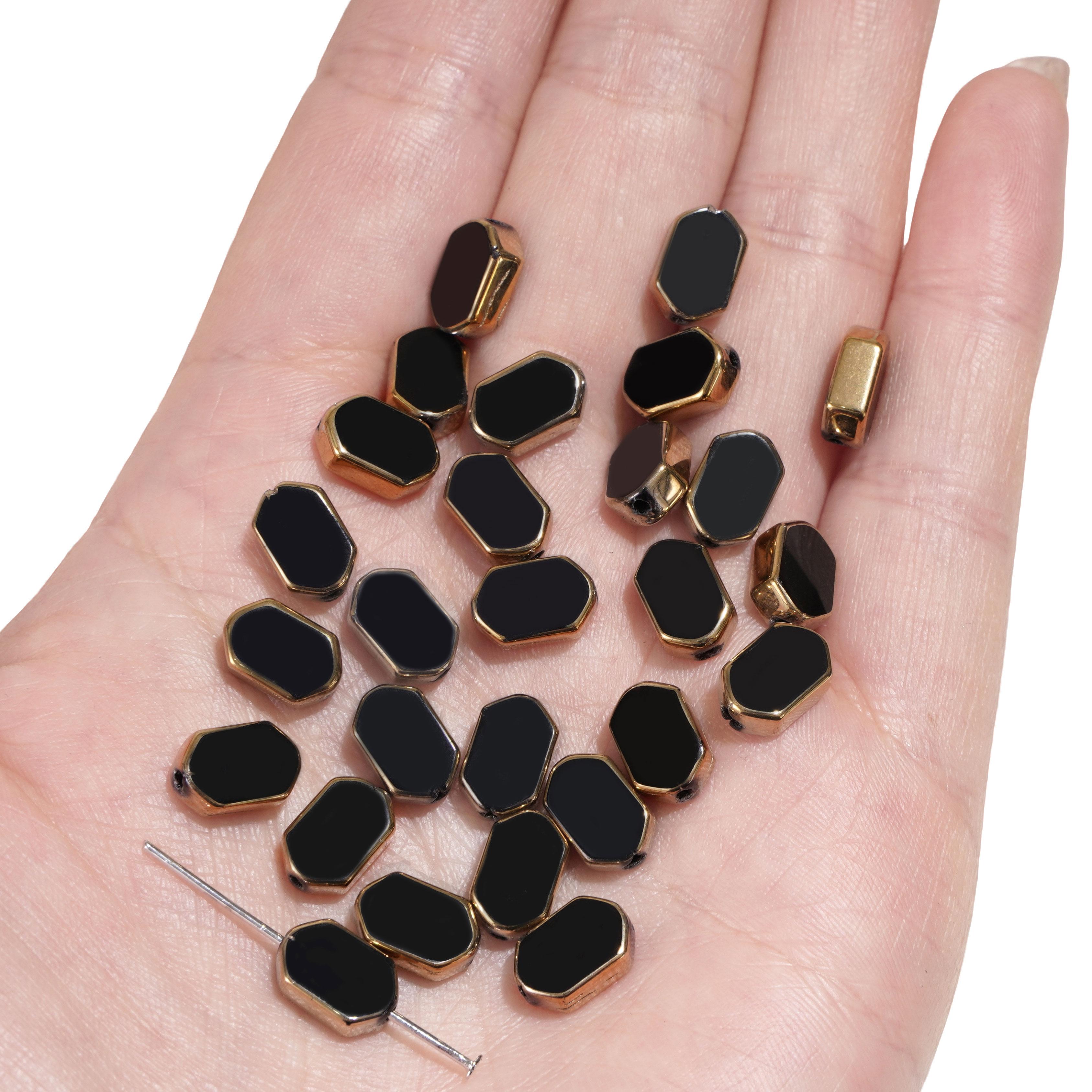 

5-10 шт. Скляні золоті намистини Прямокутної форми Кришталеві намистини для DIY браслета, намиста, виготовлення ювелірних виробів, прикраси 6x9mm 5pcs чорний