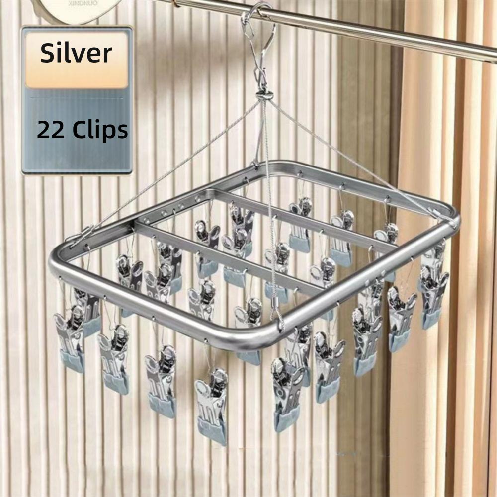 Aluminum Zinc Zinc Alloy Multi-Clip Drying Rack Windproof Towel Socks Hanger Clothes Drying Rack  Skirt