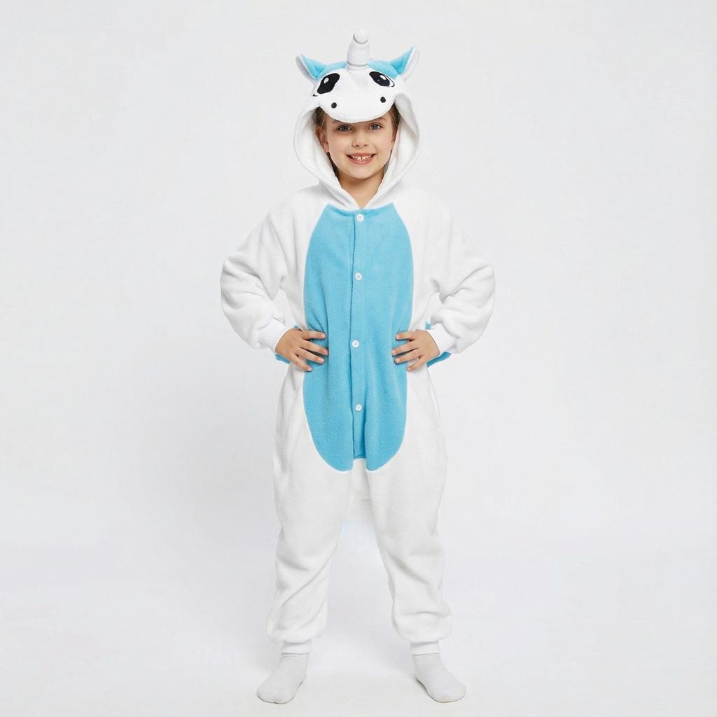 Piżama Onesie Kigurumi Kostium Przebranie Biały Jednorożec Dzieci 125-135Cm