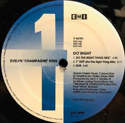 12inch Record EVELYN KING - Do Right V56181 EMI USA 1990 US Dance & Electronica Used