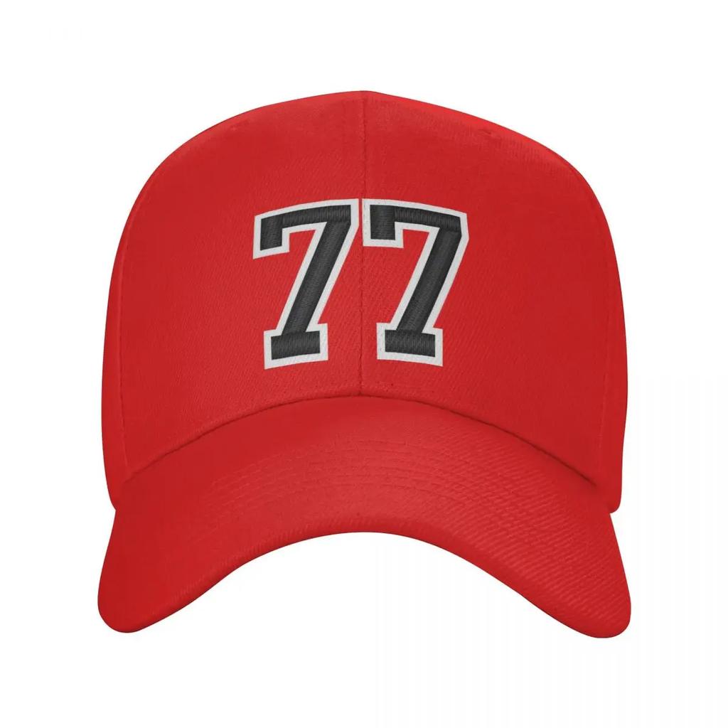 Black Jersey Sports Number Seventyseven Football Baseball Cap Funny Hats Hard Hat Golf Hat Genuine Ladies Unisexs