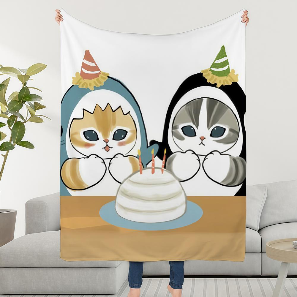 

M-Mofu-sandS-ES Blanket Throw Super Cat Cosy Plush Living Cartoon Room Sofa Couch Childish Birthday Cute Gifts 30x40in