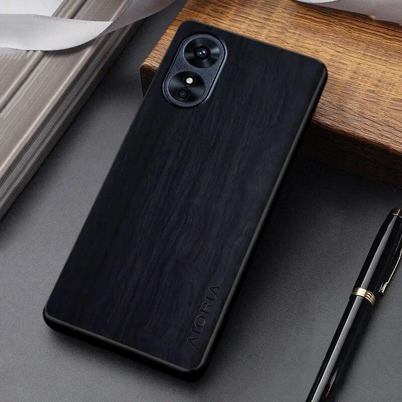 Drewniany wzór etui dla Oppo A17 A17k coque prosty unikalny design lekki pokrowiec ze skóry PU dla etui oppo a71k funda