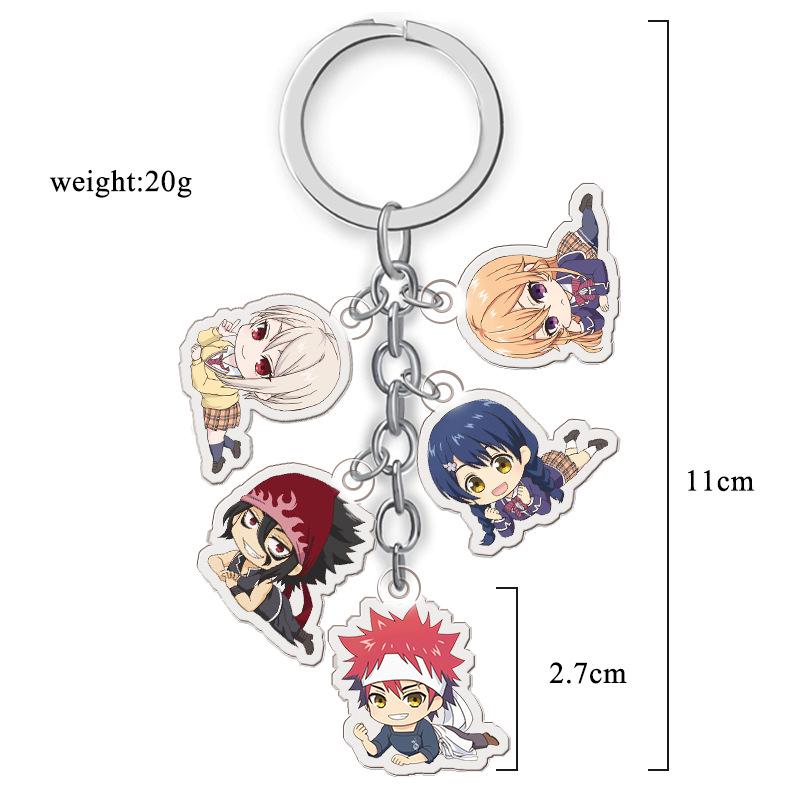 Food Wars! Anime Keychain Set - Five Cute Acrylic Figures 27mm
