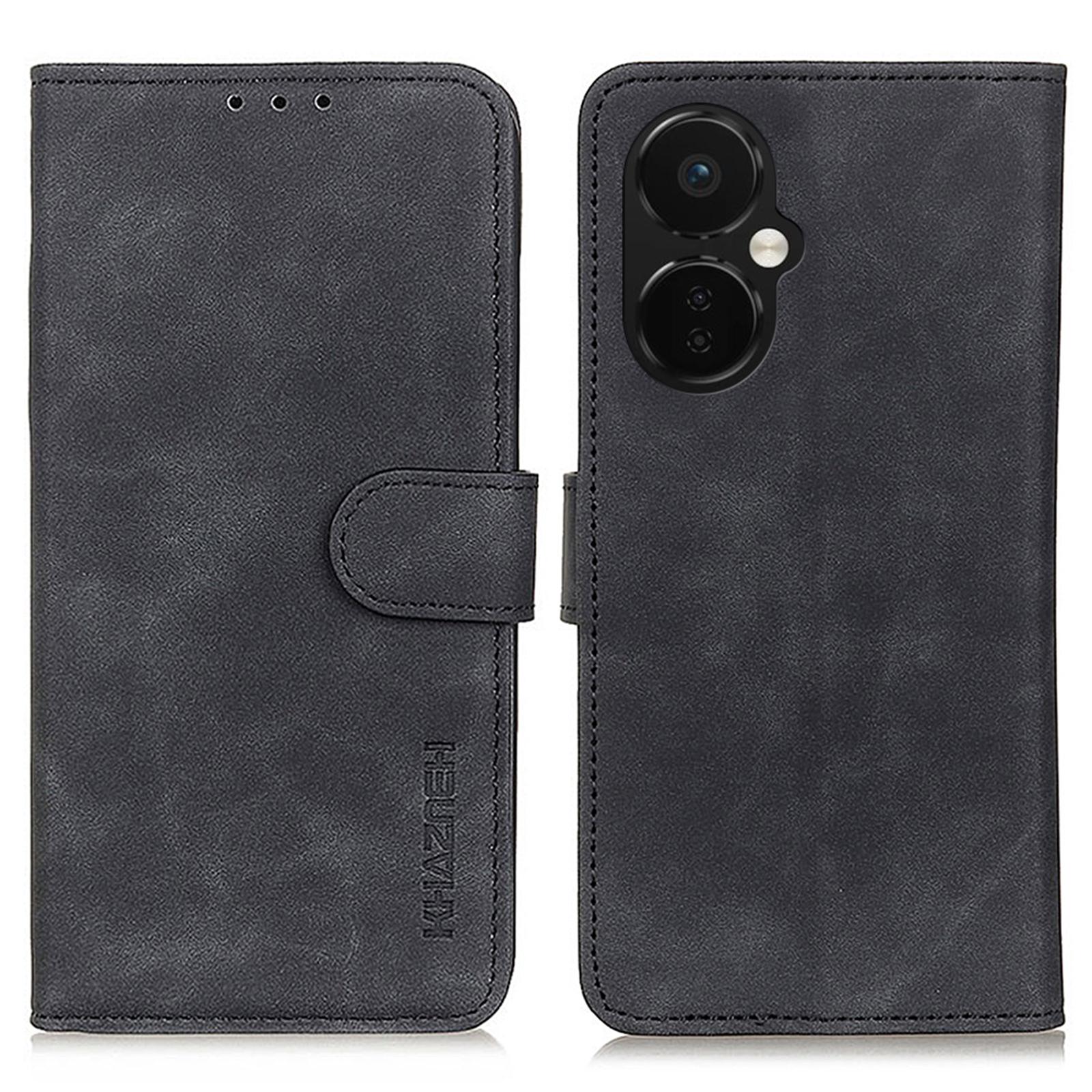 

KHAZNEH For OnePlus Nord CE 3 Lite 5G/Nord N30 5G Phone Wallet Case Retro Texture PU Leather Stand Cell Phone Cover Black