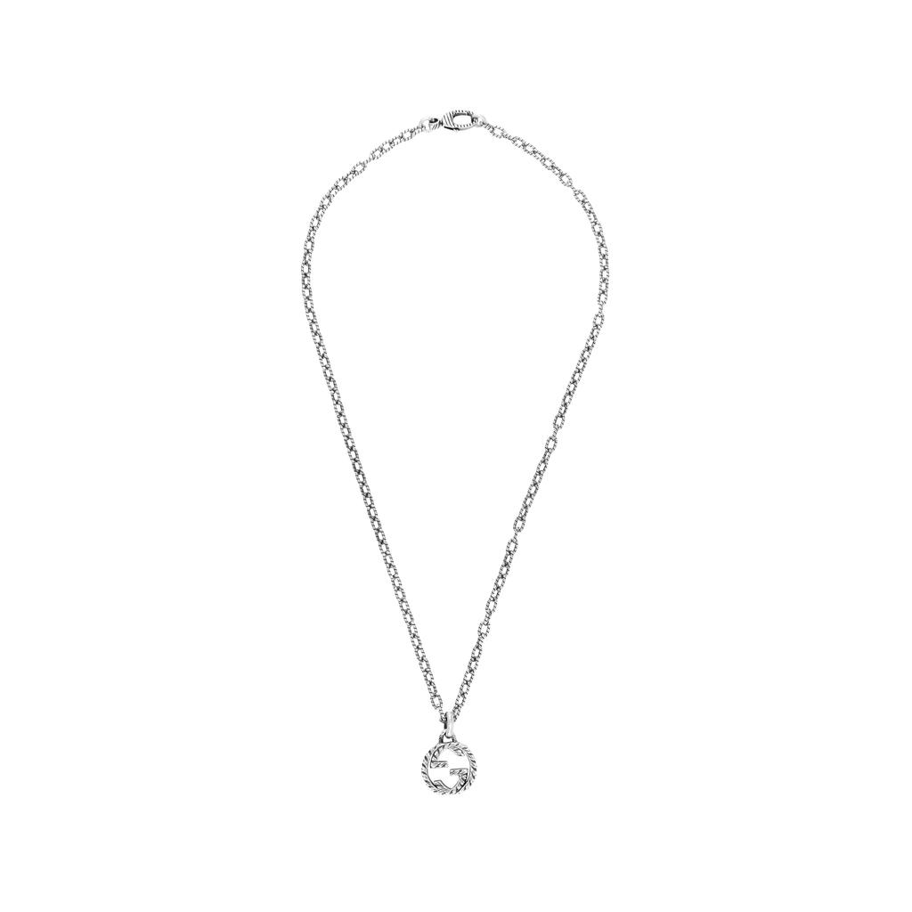Gucci Verschlungener strukturierter Doppel-G Silberanhänger Halskette Unisex Halskette 455307-J8400-0811