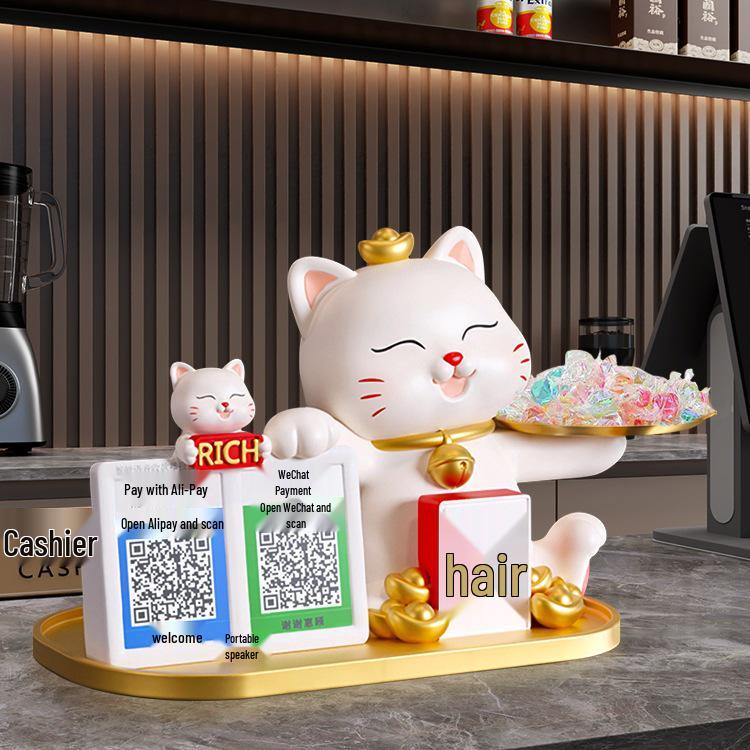 

Украшение для кассового аппарата с QR-кодом «Счастливый кот»: Новый Подарок для Ресепшена Магазина White Prosperity Cat