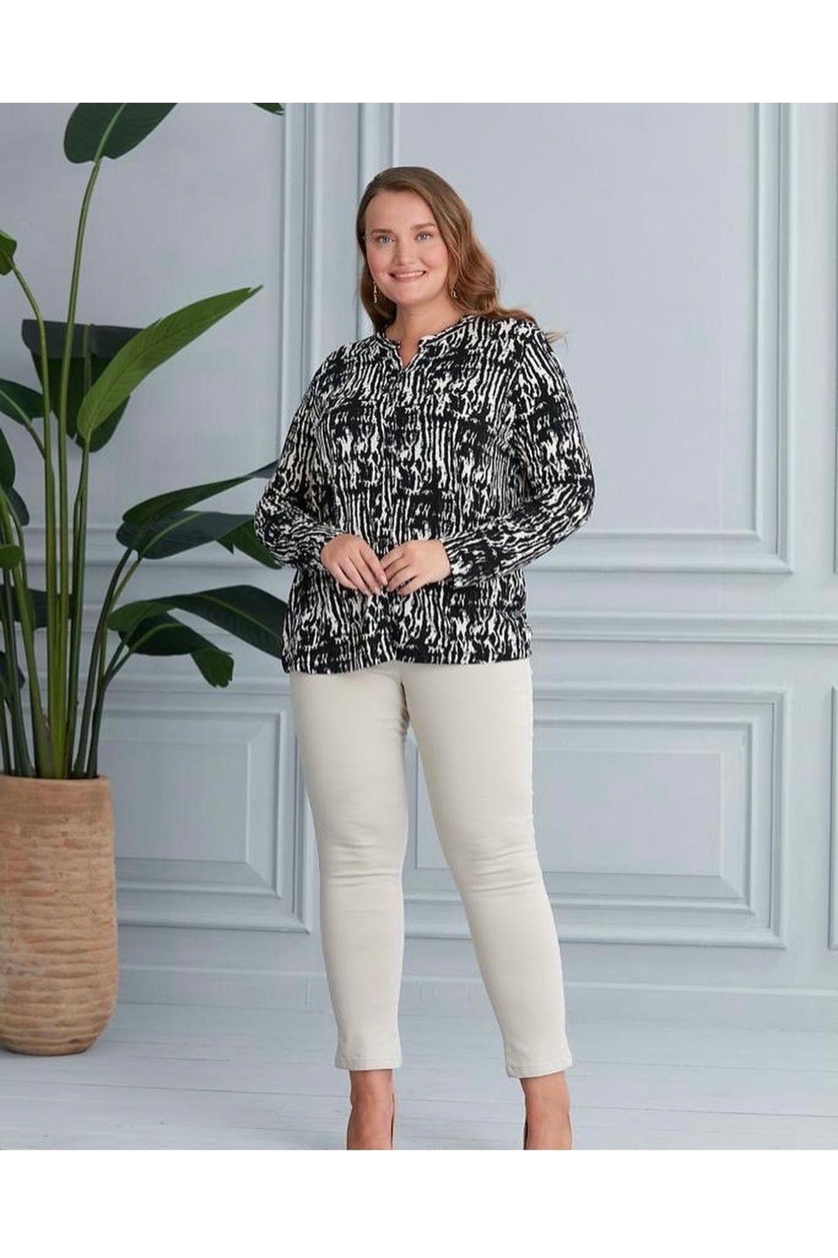 

Women s Style Plus Size Shirt Patterned Combed Cotton Shirt
