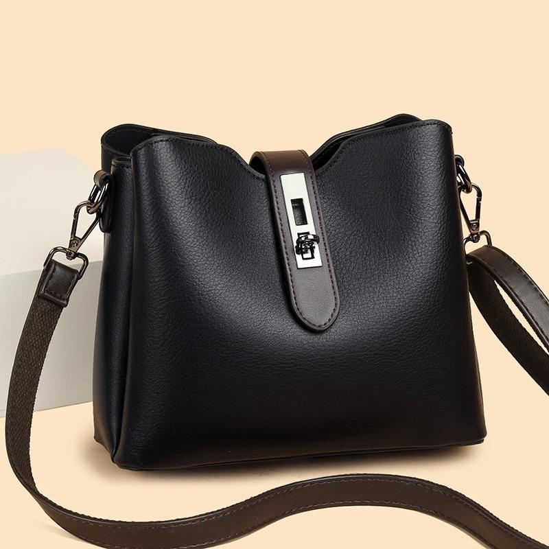 New fashion trend single shoulder crossbody women's middle-aged bag large capacity casual hand carrying bucket bag