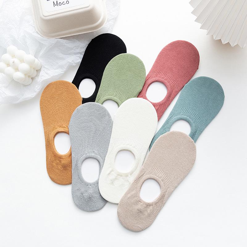 Female Spring and Summer Thin Solid Color Silicone Non Slip Non Fall with Shallow Mouth Invisible Socks