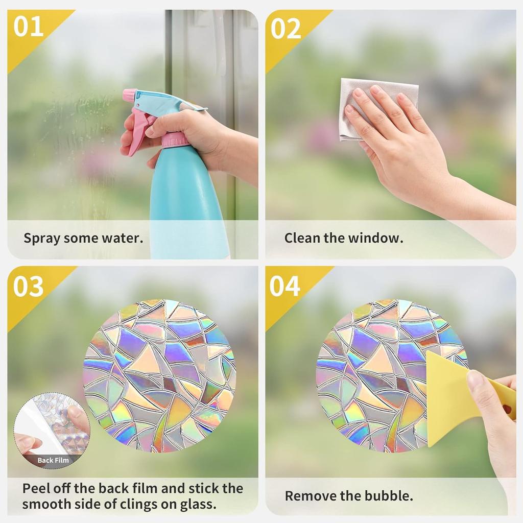 Window Decals for Birds Strikes, DELLAN 35 Anti-Collision Bird Deflectors, Suncatcher Stickers Rainbow Window Clings for Glass Windows