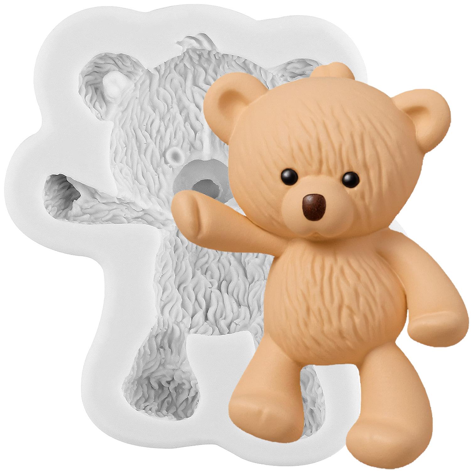 

Bear Silicone Mold Teddy Bear Fondant Molds Cake Decorating Tools Cupcake Topper Candy Resin Clay Chocolate Gumpaste Mold серый