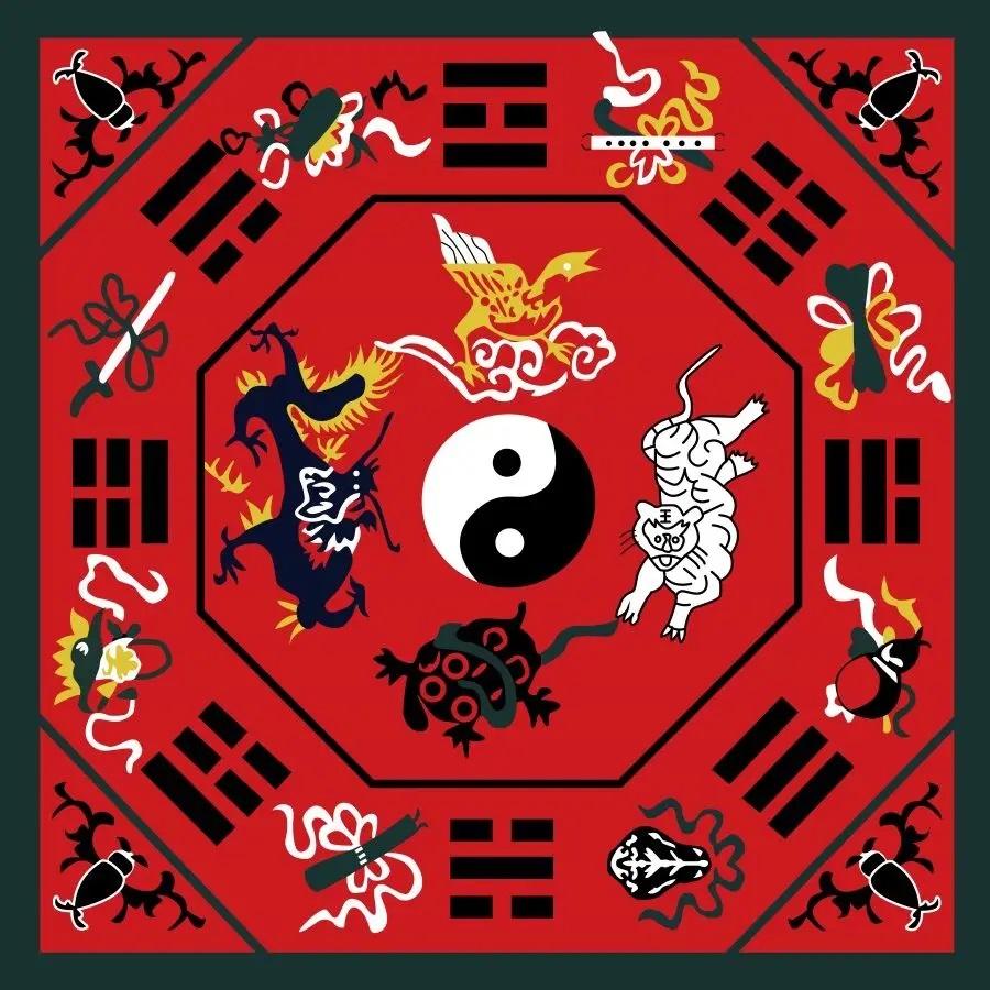 Taoistisches Tai Chi Bagua Teppich Meditationskissen Zen Matte Gang Decke Anti-Rutsch Chinesisches Wohnzimmer Übung 60X60cm