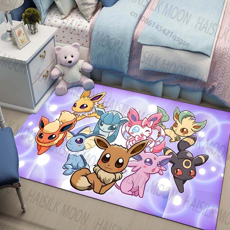Multi-Sizes Pokemon All Eeveelutions Pattern Carpets for Living Rooms Play Mats Rugged Bedroom Decor Crawl Mats Luxury Gifts