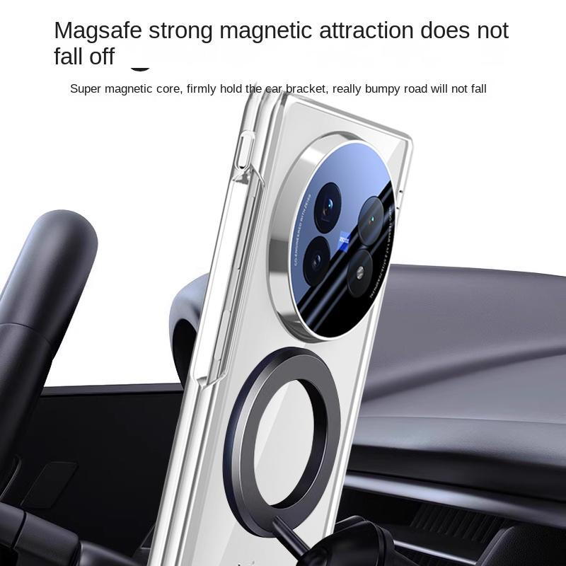 For VIVO X Fold 5 360° Swivel Alloy Bracket Magnetic & Bracket & Ring 3-in-1 Tempered Glass Film Anti-Drop Phone Case