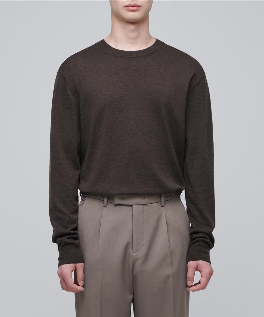 MUSINSA STANDARD Merino Wool Blend High Gauge Crew Neck Knit [Dark Brown]