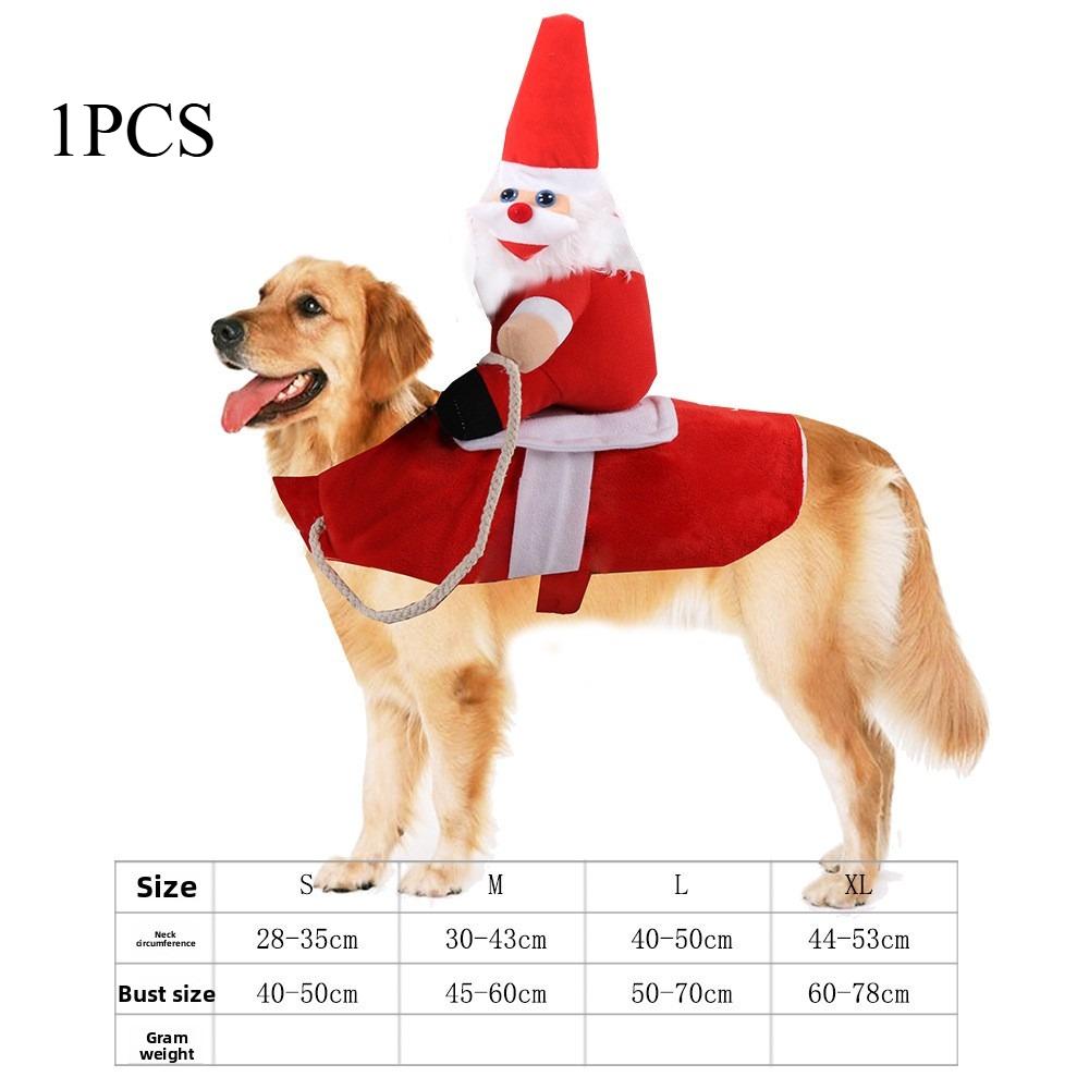 Christmas Halloween Costume Large Dog Clothes Funny Cat Outfits Horse Riding Santa Disguise Cotton Blend Fabric Pet Apparel