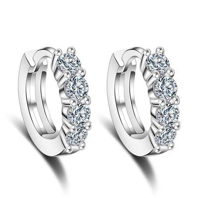 Simple S925 4-Piece Cubic Zirconia Drop Snapback Silver Earring