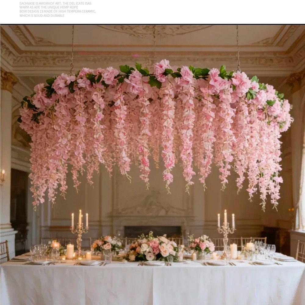 Multicolor Artificial Wisteria Flower Vine Cherry Flower Hanging Garland Wedding Decoration