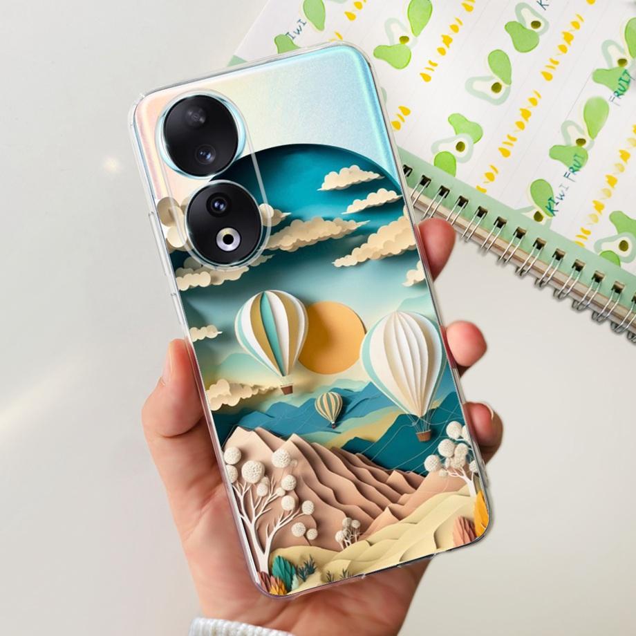 Para Honor 90 / Honor 90 Lite 90 Pro 90 Smart Case Funda de Silicona Suave Elegante de Lujo Hermosa Flor de Cerezo Fundas Tapa Transparente