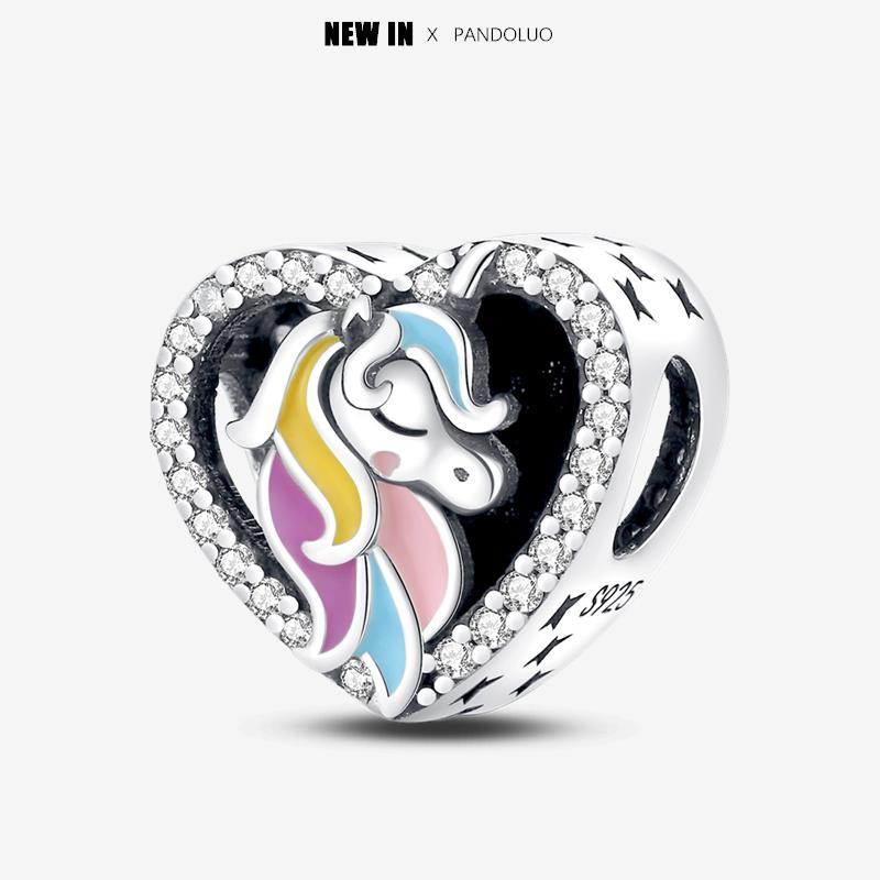 New In Heart Shaped Pattern Charm Beads Fits Pandach Original Bracelet Women Copper Pendant Bead Jewelry Gift