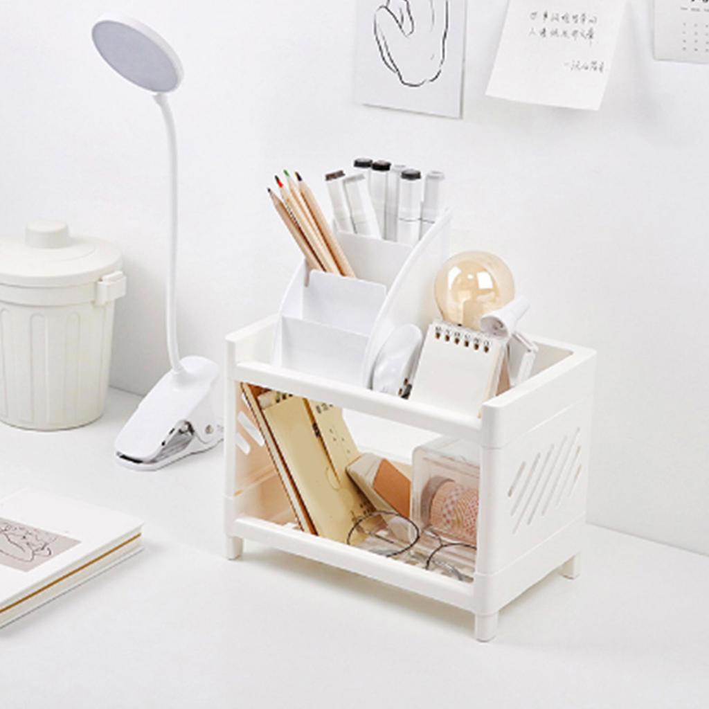 Desktop Storage Shelf Multifunctional Practical Durable Desktop Organizer for Bedroom White