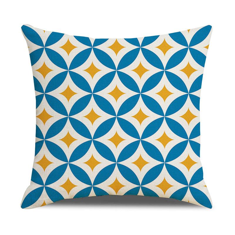 Nordic Yellow Ethnic Style Geometric Linen Cotton Linen Cushion Cover Sofa Car Interior Decoration Bedside Backrest Pillow Ins