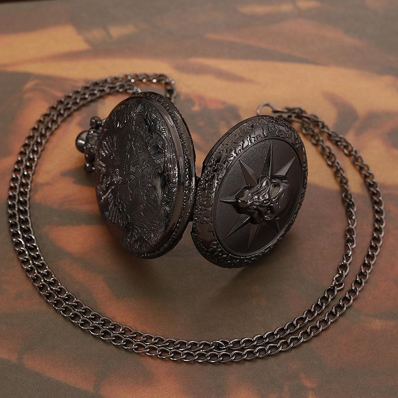 1 шт. модные классические черные мужские часы с кварцевым ожерельем и подвеской — фото 7