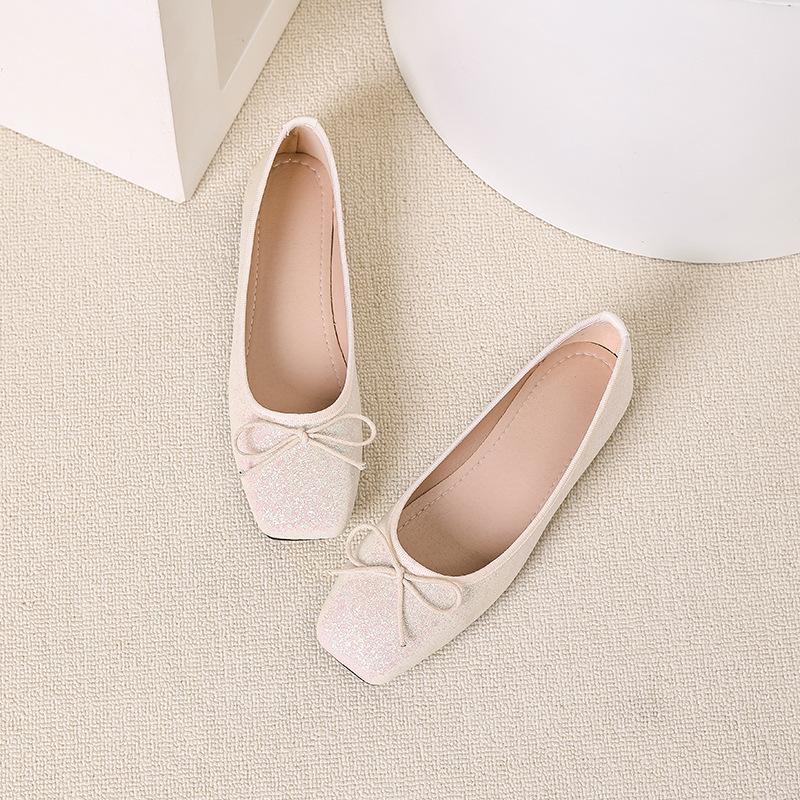 Women's Square Toe Ballet Flats Slip-On Dressy Shoes Business Casual Comfortable Foldable Work Loafers for Women Walking Flat Shoes Ballerina Flats