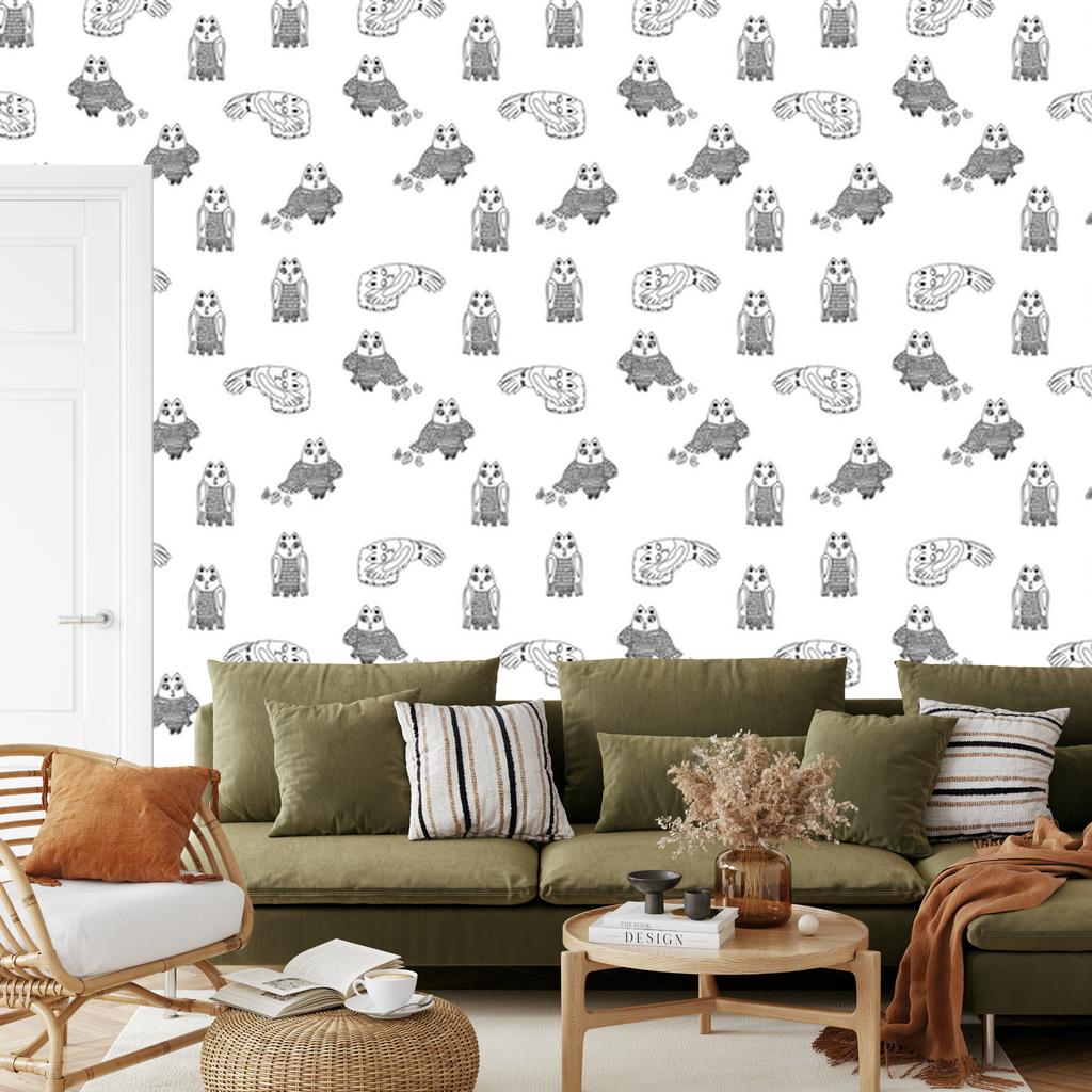 Sleeping Owls Wallpaper for Living Room and Bedroom 50x1000