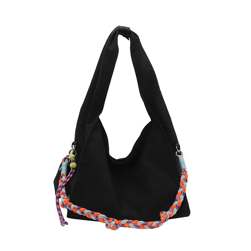 Trendy Nylon Crossbody Bag with Colorful Weaving, Large Capacity, Versatile as Tote, Shoulder, or Underarm Bag