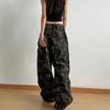New Military Green Camouflage Multi-pocket Jeans for Men and Women 2026, Straight Loose Hip-hop High-waisted Wide-leg Pants
