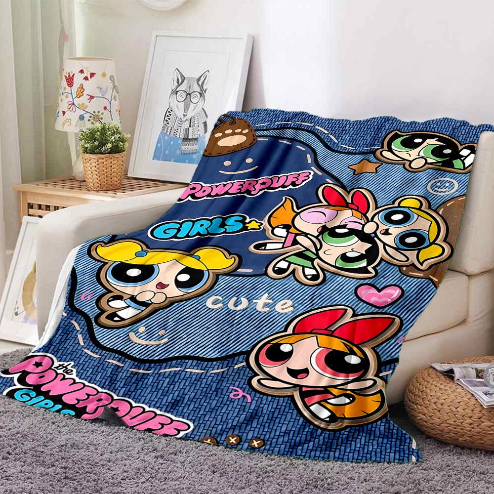 

1pc Powerpuff Girls Flannel Throw Blanket - HD Printed Lightweight Soft Warm All-Season Blanket for Sofa, Bed, Travel095 130cmx150cm