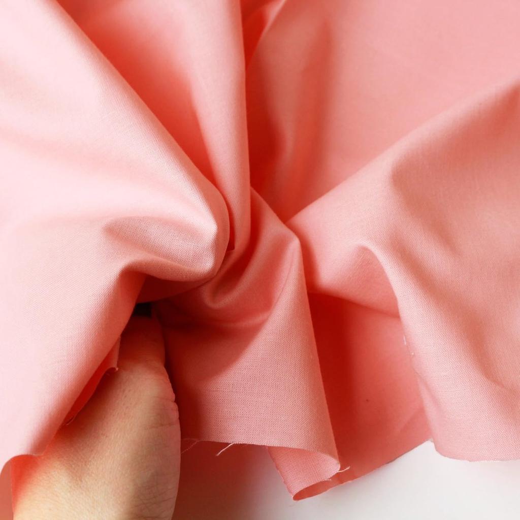 Nippon Chuko Eighty Square Plain Cotton 100% Shirting Fabric Coral Pink 108cm X 2m Cut KD4630-309-2M