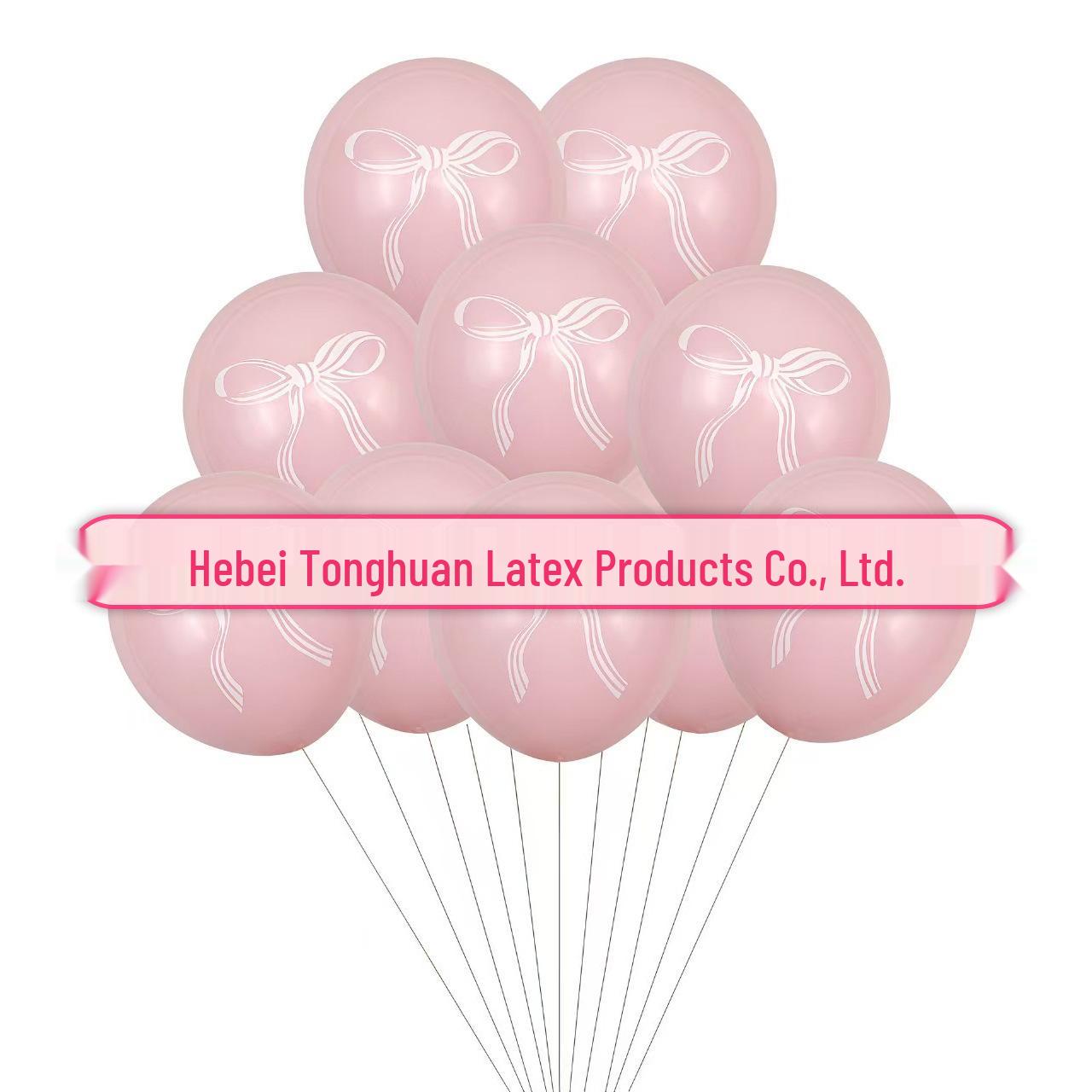 

Pack of 100 12-inch Transparent Balloons with Bow Print for Photo Decor