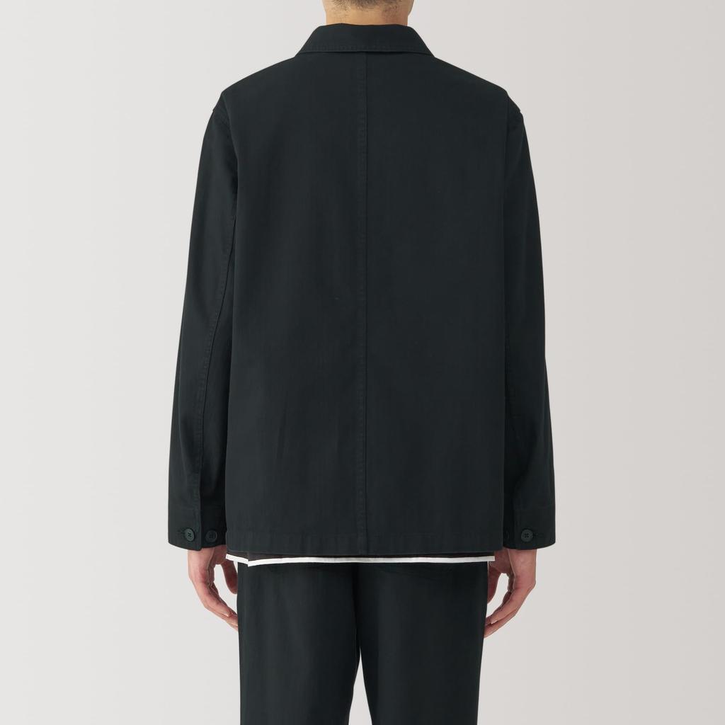 MUJI Men's Kapok Blend Herringbone Coveralls (AD0WLA5S) Black, Size XL